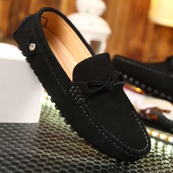 Fashion Soft Moccasins Men Loafers High Quality Genuine Leather Shoes (Black) - intl  