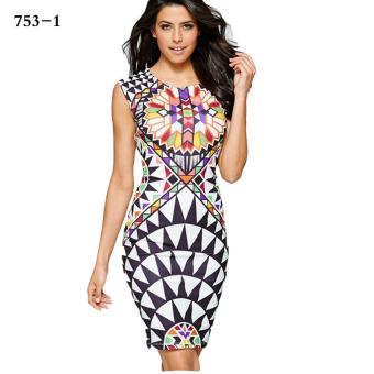 Fashion Woman's Dress Lady Skirt Dress Printed Buttocks Pencil Dress Summer Tops 753-1 - intl  