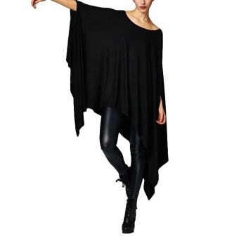 Fashion Women Loose Batwing Mini Dress Long Tops Plus Size Tunic Poncho  