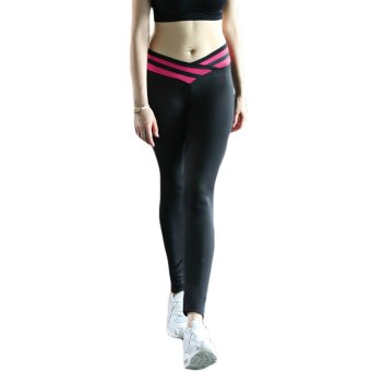 Fashion Women Stretch Leggings Contrast Color Elastic Waist Gym Sport Running Pants Trousers  