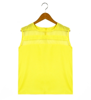 Fashion Women's Candy Color Sleeveless Chiffon Tank Top T-shirt 5 Colors Casual Wear Yellow - intl  