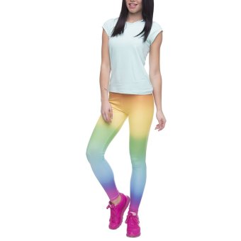 Fashion Women's Rainbow Print Leggings Stretch Yoga Jogging Sport Trousers Casual Slim Ninth Pants Leggings  