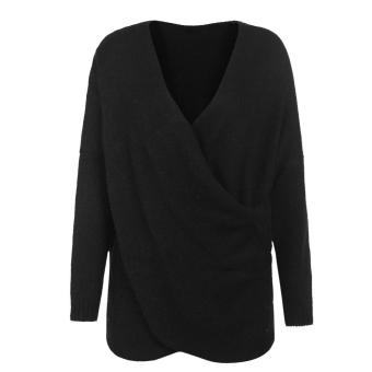 Fashion Women\'s V-Neck Drop-Shoulder Sleeve Cross Wrap Pullover Sweater - intl  