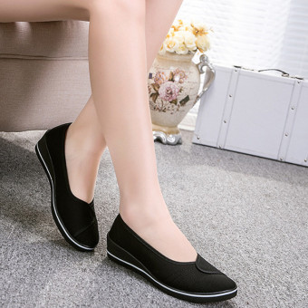 Female with slope Comfortable Soft Work shoes Beauty Dance Canvas shoes Black  