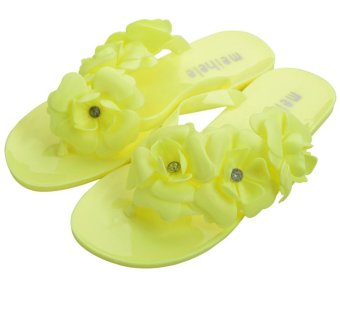 Flower Casual Beach Slippers Flip Flops Sandals Yellow - Intl  