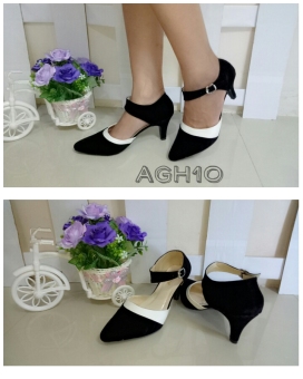 Flower Sepatu High Heels Wanita Premium - Hitam  