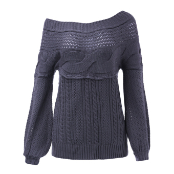 Freebang ZANZEA Women Long Sleeve Knit Sweater Knitwear Jumper Pullover Off-shoulder Sweater  