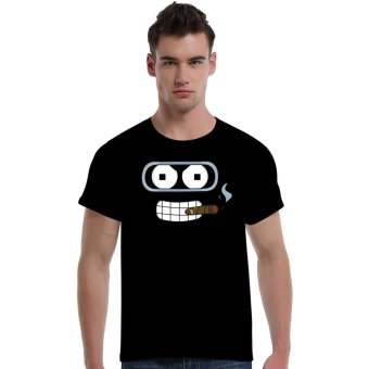 Futurama_Robot_Head Cotton Soft Men Short T-Shirt (Black)   