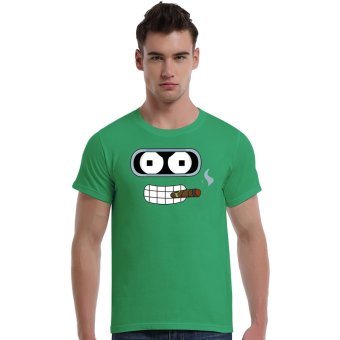 Futurama_Robot_Head Cotton Soft Men Short T-Shirt (Olive)   