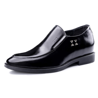 G416230 Men's 2.56 Inches up Elevator Loafers Black Leather Dress Shoes (Black) (Intl)  
