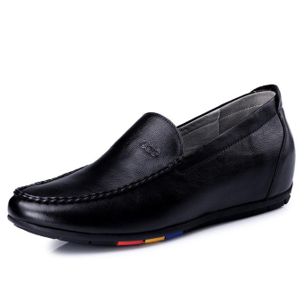 G816620 Men's Black Soft Cow Leather 2.56 Inch Height Increasing Elevator Casual Driving Shoes (Intl)  