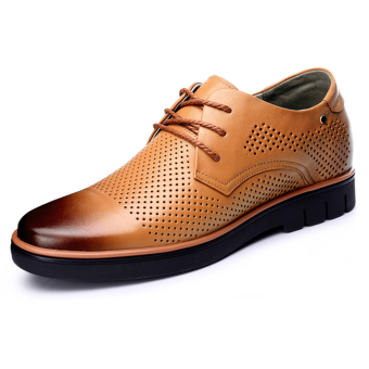 G816651 Summer New 2.56 Inch Taller Yellow Leather Height Increasing Elevator Dress Shoes for men Hollow Out (Intl)  