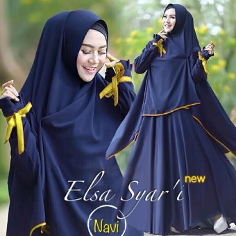 Gamis / Baju / Pakaian Wanita Muslim Elsa Navy  