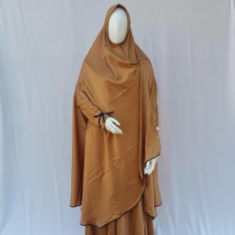 Gamis dan Hijab Syari MaleekaZ Deandra Dress - Coklat Muda  