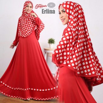 Gamis Jersey Polkadot Erlina Red  