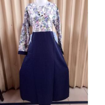Gamis Katun Jepang Syari Biru kombinasi motif bunga new 2017 Lim_store 06  
