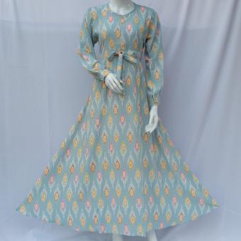 Gamis Syari Maleeka Sheila Batik Dress - Biru  