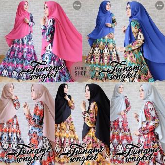 Gamis Syari Motif Songket [pink][blue][choco][black][grey]  