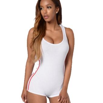 Gamiss Fashion Woman Sport Jumpsuit Sexy U-Neck Hooded Slim (White) - Intl (Intl)TC  