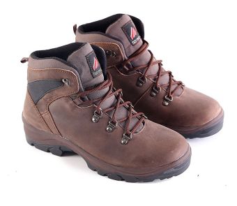 Garsel L157 Sepatu Gunung/ Boots Pria - Kulit Buck-Synth - Bagus (Coklat Tua)  