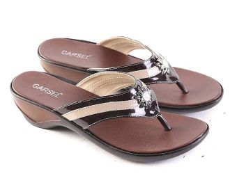 Garsel L432 Sandal Wedges Wanita - Synth - Bagus (Coklat-Cream)  