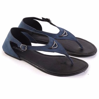 Garsel sandal flat wanita 355- biru hitam  