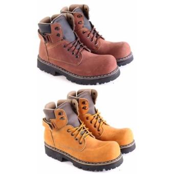 Garsel Sepatu Boot Adventure Safety Shoes Pria Bahan Kulit Buck Sol Karet - L 152  