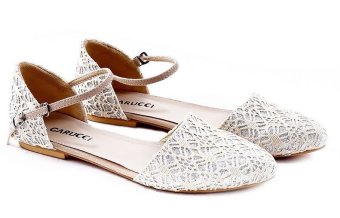 Garucci GBK 6087 Sandal/Sepatu Flat Shoes Wanita - Sintetis+Lace - Cantik (Krem)  