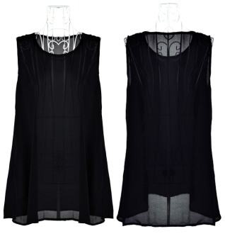 GE Fashion Women Irregular Hem Sleeveless Chiffon Sundress Short Shirt Dress One Size (Black)  