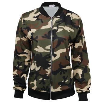 GETEK Women Long Sleeve Camouflage Short Jacket - intl  