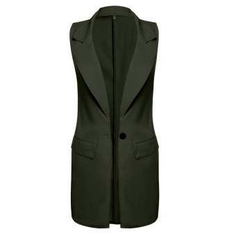 GETEK Women Turn-Down Collar One Button Vest (Army Green) - intl  