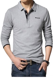 Ghope 2015 Thin Summer New Conference Men's Fashion Polo Collar T-shirt Grey  