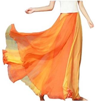 Giant Swing Full Circle Skirt, Flowing Maxi Skirt Chiffon Retro Long Skirt Vintage Dress Orange - intl  