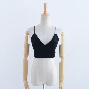 Girl Cut Out Bra Crop Bustier Bralette Corset Tops Velvet Camisoles Tank Blouses?Color:Black? - intl  