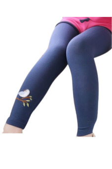 Girls' Cotton Embroidered Bird Leggings Pants Navy Blue 100  