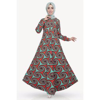 GLM - Gamis - Mix Motif - Maxi Gamis - Green Orange Stream  