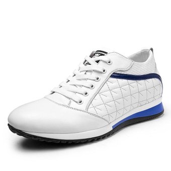 GN2230 Male Sports Casual Elevator Shoes Elevator Sneakers Men's Invisible Elevator Shoes Taller 3.15 Inches (White)  