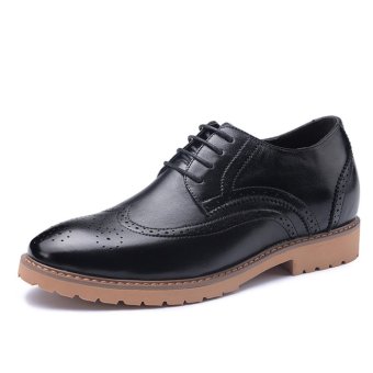 GN65888 Fashion Elevator Shoes Calf Leather Mens Invisible Height Increasing Dress Formal Wedding Brogue for Man Get Taller 6cm Instantly (Black)  