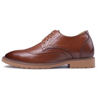 GN65888 Fashion Elevator Shoes Calf Leather Mens Invisible Height Increasing Dress Formal Wedding Brogue for Man Get Taller 6cm Instantly (Brown)  