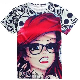 Good quality fashion girl printed short sleeve round neck elastic sports lovers women men unisex 3d t shirt  