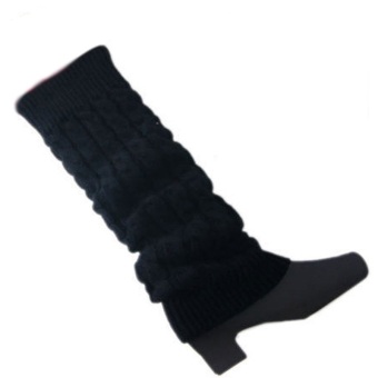 Gracefulvara 1 Pair Winter Leg Warmers Fashion Women Knee High Knit Crochet Slouch Leggings Boot Socks (Black)  