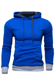 Gracefulvara Fashion Men's Slim Fit Sweatshirt Casual Hoodie Coat Black Drawstring Hooded Jacket Overcoat (Blue)  
