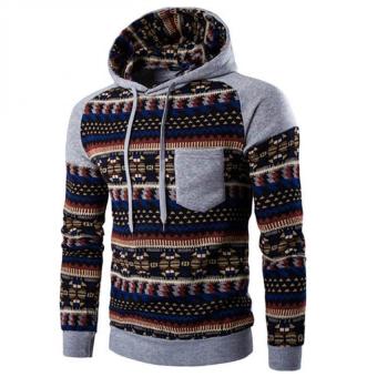 Gracefulvara New Men's Winter Slim Folk-custom Hoodie Warm Hooded Sweatshirt Coat Jacket Outwear Sweater - Light Gray  