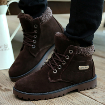 Grain Leather Winter Boots Russian Style Men Casual Shoe Warm Snow Boots (Brown) - intl  