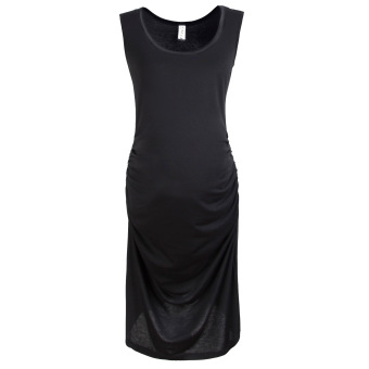 Grandwish Women Maternity Pure Color Sleeveless Dress O-neck S-XL (Black) - intl  