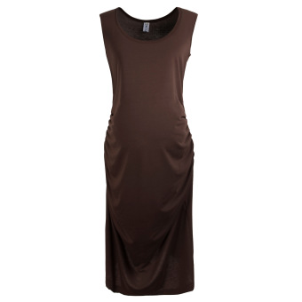 Grandwish Women Maternity Pure Color Sleeveless Dress O-neck S-XL (Brown) - intl  