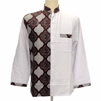 Grosiryogya Baju Koko Batik Lengan Panjang 1-Kmj6028-Putih  