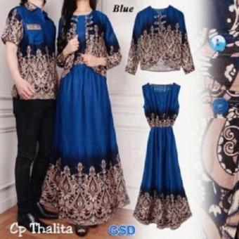 GSD-Couple Batik Gamis Thalita Blue  
