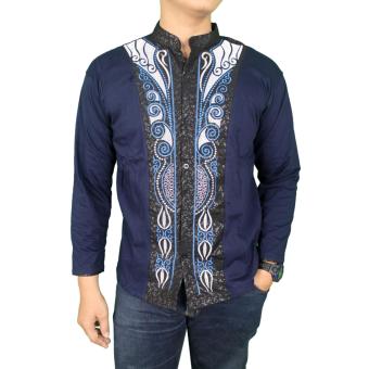 Gudang Fashion - Baju Koko Eksklusif Lengan Panjang - Biru Dongker  