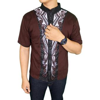 Gudang Fashion - Baju Koko Gaul Lengan Pendek - Coklat Tua  